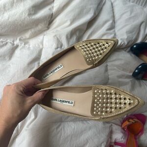 Karl Lagerfeld Gold Studded Women's Flats